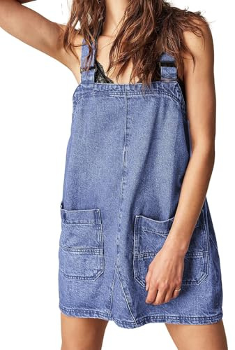 Sukany Tuta da donna casual in denim con cinturino regolabile allentato jeans corti pagliaccetti maglioni