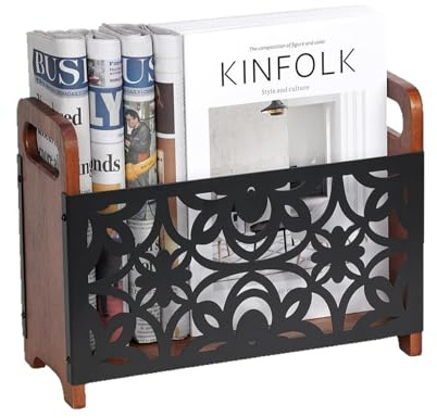Zeitungsständer Zeitschriftenständer 33x24x13cm, Magazinständer - Holz Zeitungshalter Buchstütze Zeitschriftensammler, Zeitungenaufbewahrung Organizer Für Haus Und Büro, Dokumente Cd Magazin, Blumen