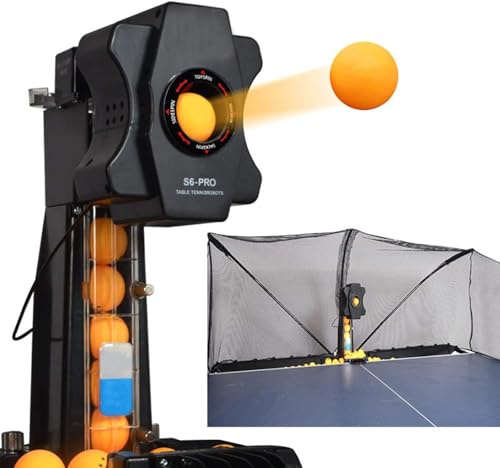 Zertylre Tischtennis Roboter, Tischtennis Roboter Ballmaschine mit Netz und neun verschiedenen rotierenden Bällen, für das persönliche Training, kein manuelles Ballaufsammeln erforderlich