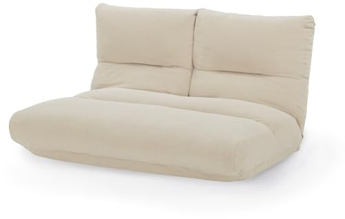 KHG Relaxliege Beige - Liegefläche 188x159 cm, Sitzhöhe 30 cm, Cordstoff, 5-Fach verstellbare Rückenlehne, Schaumstoffpolsterung & Gurtfederung, frei im Raum stellbar, modern & bequem