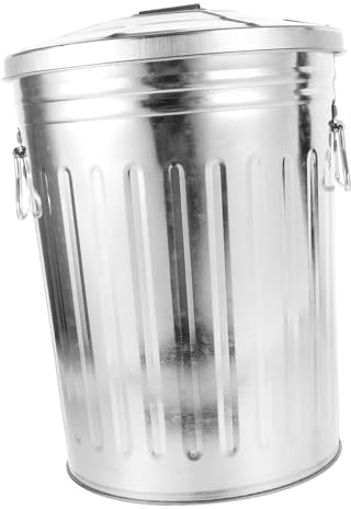 Toyvian Bidone Spazzatura in Metallo con Coperchio Resistente e Antiruggine Cestino Rotondo per Cucina Casa e Esterno Contenitore Rifiuti Versatile e Funzionale