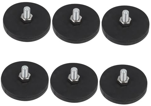 SHINEOFI 6 Stück Teiliges Gummierte Magnetplatte Gewinde Runde Magnethalterung mit Starkem Haftmagnet für Industrielle Befestigung von Kamerahalterungen Lichtleisten und
