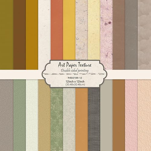 MerwDeeyt Scrapbook Papier Doppelseitiges Muster Bastelpapier (C) | 30,5 x 30,5 cm Vintage Motivpapier 24 Blat Boho Dekorpapier für Journal Scrapbooking Fotoalbum Dekoration