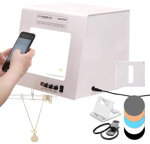 Professionellt ljuslåda kit för fotografering, flimmerfri dimbar mini fotostudio ljuslåda smart fotografi skivspelare för fotografering med justerbar hastighetsskivspelare (TB300)