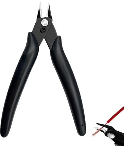 Micro Wire Cutter, Precision Small Side Cutters, Jewellery Pliers with Non-Slip Soft Black Handle, Flush Cutters, for Electrical, Homes, Craft, Jewellery, 3D Print Models,Plastic Models (Black)
