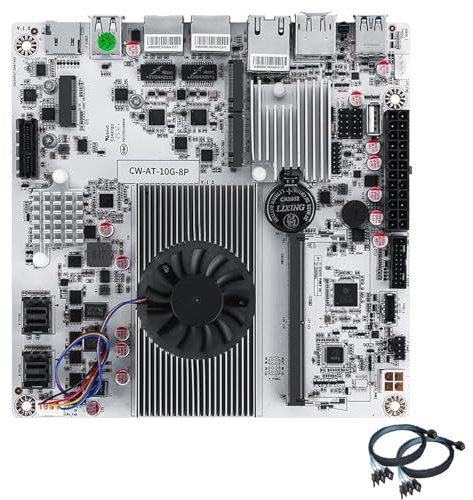 10GbE N150 N355 NAS Motherboard, 8 Bay mainboard mit CPU mit 10GbE RJ45, Mini ITX Mainboard in Weiß, 2X NVMe, Dual 2.5GbE LAN, M.2 WiFi, DDR5, USB-C, PCIe x1, NO RAM NO SSD (N150+2XSFF-8643-4SATA)