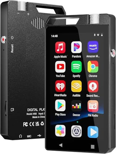 Aeheqkl 96GB MP3 Player with Bluetooth & WiFi, 4 HD Full Touch Screen MP4 Player (3GB RAM+32GB ROM), Supports Spotify, Amazon Music & YouTube, 1080P Video Without Conversion, Includes 64GB Card