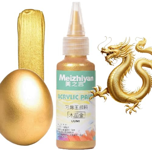Hyleara Acrylfarbe Gold 60 ml Metallic Acrylfarben, Goldfarbe Acryl Goldlack Wasserfeste Deckende, Gold Acrylfarbe für Texturmalerei, Stoff, Wand, Holz, Stein, Metall, Keramik