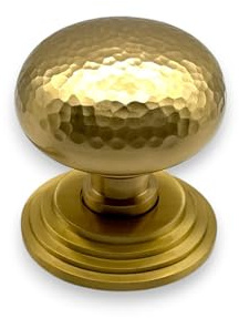 AB Hardware Satin Brass Hammered Cottage Centre Door Knob Stepped Backplate Front Back Dummy Solid Pull
