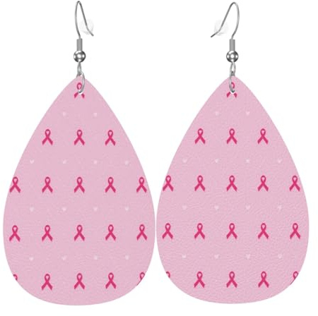 Orecchini Da Donna Pelle Sintetica Breast Cancers Awareness Pink Ribbon1 Lacrima Orecchini In Pelle A Forma Di Lacrima Leggeri E Lussuosi Per Per Feste E Appuntamenti Adatti Per L'Uso Quotidiano
