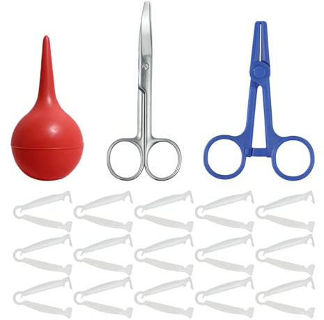 Tijeras curvadas esenciales para el nacimiento de animales, pinzas umbilicales, hemostáticos, jeringas de bulbo para seguridad de cachorros, abrazaderas de uso agrícola