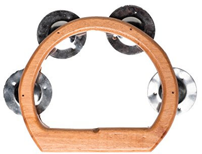 Tamburin Schellenring Schellenkranz Tambourin Mahagoni Holz Handarbeit Bali R74