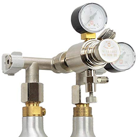 Hiwi Hochdruck CO2 Wand Verteiler für Wassersprudelflaschen 425g 2-LTG CO2 Anlage CO2 Verteiler Druckminderer Kohlensäure