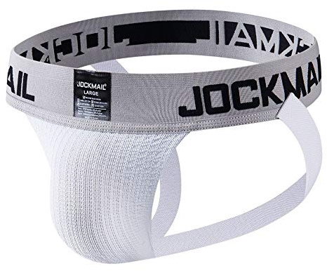 JOCKMAIL Sous-vêtements de sport pour hommes avec support athlétique Jockstrap, blanc, XL