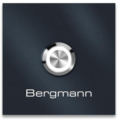 Metzler Türklingel Bergmann in Anthrazit - Haustürklingel Pulverbeschichtet in RAL 7016 - Made in Germany - Klingel Haustür aus Edelstahl V2A - LED Drucktaster wählbar - Größe: 7 x 7 cm
