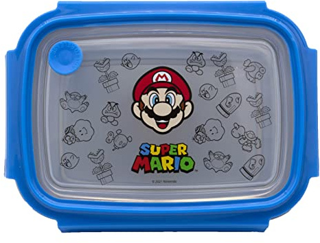 UNDERCOVER Edelstahl Brotdose mit Kunststoffdeckel für Kinder - Super Mario Fanartikel - Kindergarten Brotdose - Sandwichbox Schule - Brotzeitdose aus Edelstahl - Sandwichbox - Lunchbox - Vesperbox