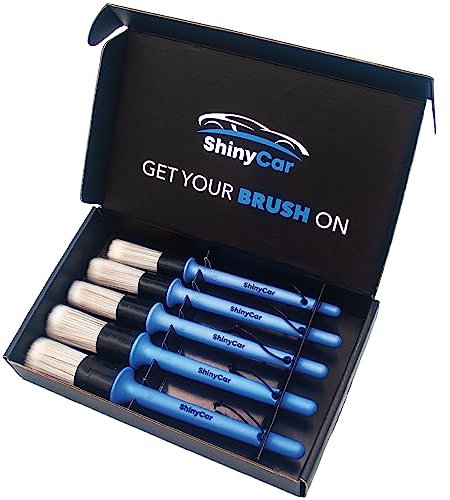 ShinyCar® UK: 5× Ultra-Soft, Scratch-Free Detailing Brushes - Premium, Durable & Extra Gentle; Safe for Paintwork, Alloys, Wheels & Interiors, Ideal For Tight Areas & Deep Cleaning, Gift-Ready Box