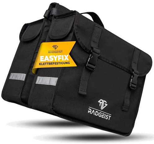 RADGEIST Gepäckträgertasche doppelt I Doppeltasche für Gepäckträger 30L I Einfache Befestigung, Fahrradtasche doppelt Gepäckträger schwarz