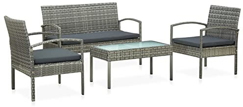 Yolola Balkonmöbel, Gartenmöbel-Set, Balkon-Set, PE-Polyrattan, Lounge-Set, Terrassenmöbel, Outdoor, für Terrasse, Balkon, Garten, Grau