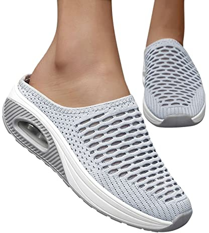 MJGkhiy Scarpe Donna Sneakers Ortopediche Sportive Estive Traspirante Zeppa Ciabatte Camminata Pantofole Senza Lacci Air Cuscino Comode Lavoro Scarpe da Casa Plateau Antiscivolo Pantofole Offerta