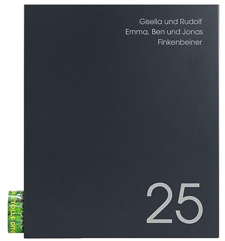 Wand-Briefkasten mit Zeitungsrolle anthrazit MOCAVI Box 111NF71a, Postkasten mit Hausnummer und Name, personalisert, Postbox mit Straßennamen, rostfrei, deutsche Qualität, groß