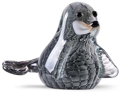EUSTUMA Mundgeblasene Glas-Siegelfigur, Meerestier für Aquarium, Meerestier-Kollektion als Geburtstagsgeschenk, Briefbeschwerer aus Glas