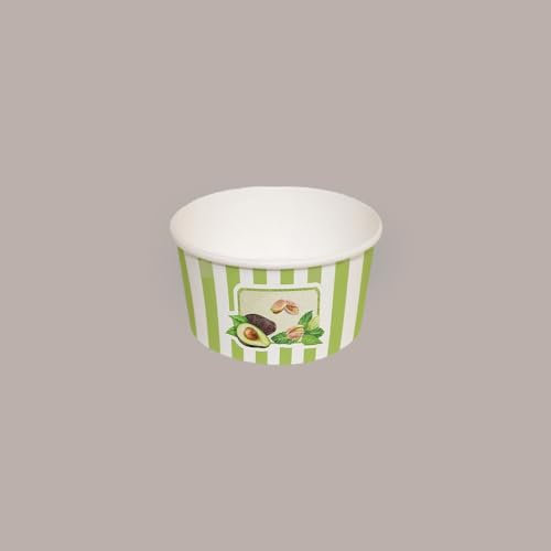 Lucgel Srl Becher Eisbecher Papier 230 cc - Maxi Grafik Fruits & Stripes hellgrün, Zellulosefaser 100%, recycelbar - 180 Stück -