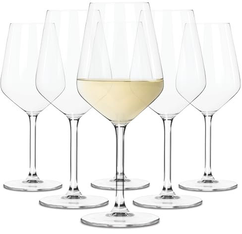 TUNDRA - Set 6 Calici Vino Bianco 35 CL. in Vetro CRISTALLINO senza PIOMBO | Linea STURDY | Bicchieri Vino Bianco Lavabili in Lavastoviglie, Altamente Trasparenti, Brillanti e Resistenti