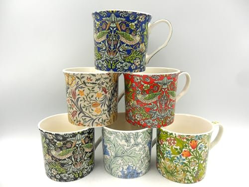 Set of 6 China Palace Mugs in Assorted Vintage William Morris Designs