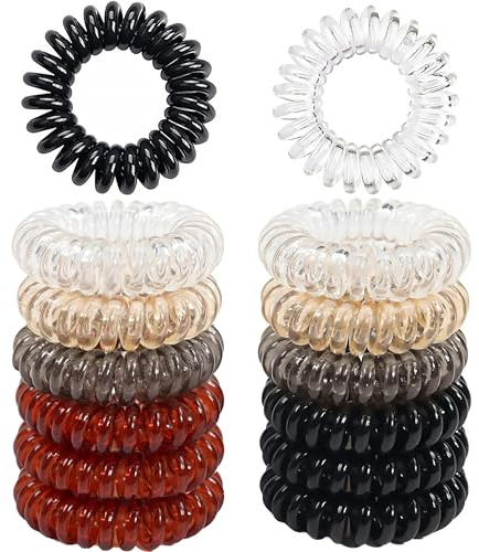 12 Spiral Hair Bands, Plastic Hair Bands, Multi-Color Hair Band,Comfortable Curly,Ponytail Hair Band,for Ladies and Girls with Thick or Thinning Hair