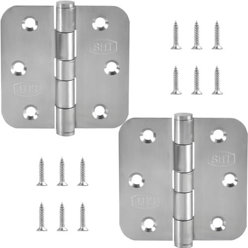 ALSTEN TECH geflochtene Scharniere Set von 2 Stück 75x75mm aus Edelstahl | Gebürstet SUS 304 rostfrei Klappbar Abgerundet Türscharnier, für Holztüren Möbel Schränke Gartentüren Toren Montageschrauben
