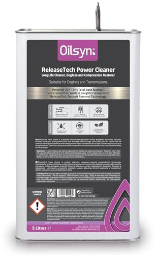 Oilsyn ReleaseTech Power Cleaner Long-life Engine Flush & Transmission Cleaner, Deglazer and Compression Restorer | Next Generation Multi-Cleaning Technology with Ester & Friction Modifier (5 Litres)