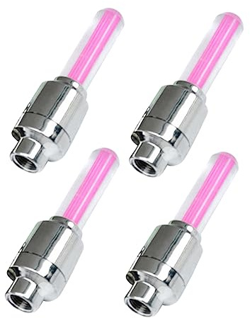 BESPORTBLE 4pcs Pink Bike Wheel Lights Led Tire Valve Cap Lights Waterproof Bicycle Accessories for Enhanced Night Visibility