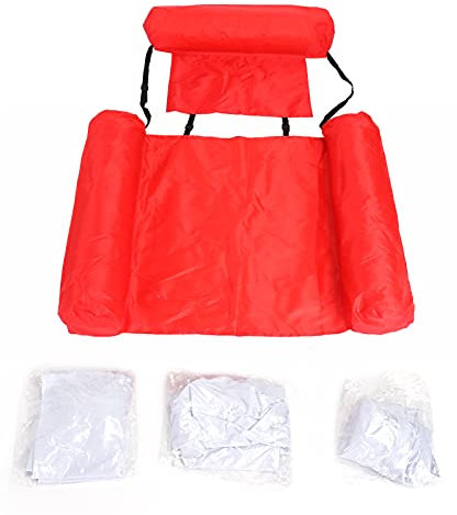 PVC aufblasbare schwimmende Stuhl | Faltbare Wasserhängematte für Pool/Strand/See | Leichte & robuste Sommerliege | Rot, 67x61x57,5 cm