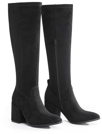 VIVASHOES Women's Knee High Boots, Block Heel Tall Dress Boots | Polished Everyday Style, sleek tall silhouette and stable block heel transition effortlessly from workdays to evenings out.
