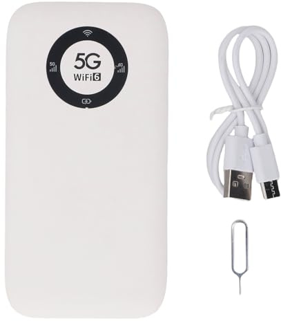 Vvikizy 5G Mobile Hotspot WiFi 6 Router Portátil con Batería de 7100 MAh 2.77 Gbps Descargar 16 Dispositivos Soporte para Travel Home Office (Beige)