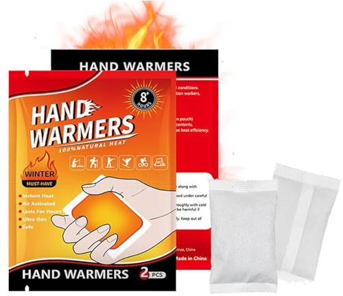Återanvändbara handvärmare, luftaktiverade handvärmare (naturliga termiska kuddar för händer och fingrar, upp till 8 timmars värme, perfekt för vintersport, utomhusarbete och snöaktiviteter)