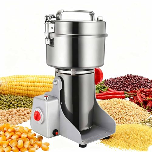 YXINHONGYUE 220V, High-Power Electric Grain Grinder, Stainless Steel Dry Food Mill for Corn, Soybeans, Chili, Spices, Fast Fine Grinding at Home Commercial
