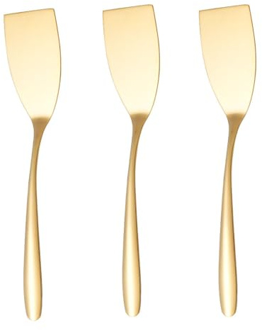 Mengbaobao 3 Pack Gold Pie Spatula Lifter Kitchen Flipper Turner Pastry Server Stainless Steel
