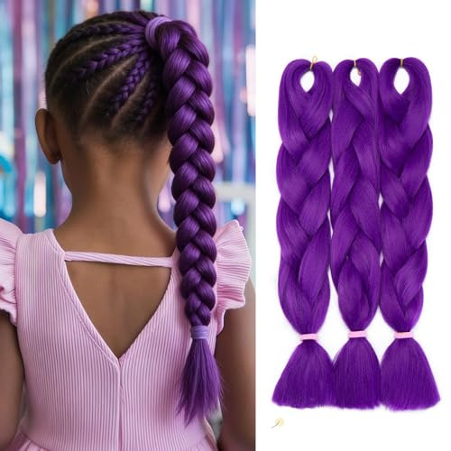 MY-LADY Extension per Treccine Africane 60cm [3 Ciocche] 300g Treccine Extension Capelli Sintetici Jumbo Braiding Hair Crochet Twist Viola