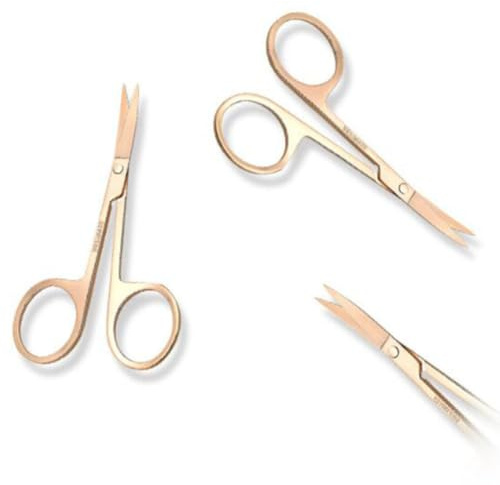 DOITOOL Recortador de Vello Nasal Cuchillas Precisas y Puntas Redondeadas de Acero Inoxidable Tijeras Doradas para Nariz y Cejas, Adecuado para Cuidado Personal