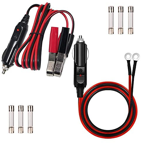 GTIWUNG Pinza de cocodrilo para encendedor de cigarrillos, Cable Conector Macho para Mechero de Coche de 12 V-24 V a Cable de Conexión para Terminales de Ojal, 16AWG Macho Enchufe Mechero Adaptador