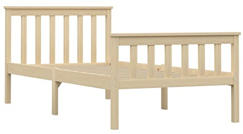 vidaXL Massivholz Bettgestell Bett Massivholzbett Holzbett Kiefernholz Einzelbett Futonbett Bettrahmen Lattenrost Schlafzimmer Helles Holz 100x200 cm