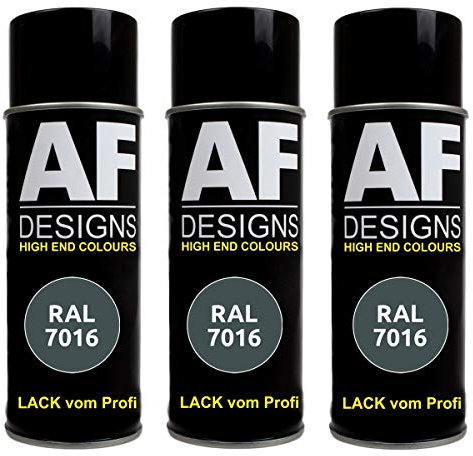 Alex Flittner Designs 3X RAL Lackspray Autolack Buntlack Spraydose RAL7016 ANTHRAZITGRAU stumpfmatt