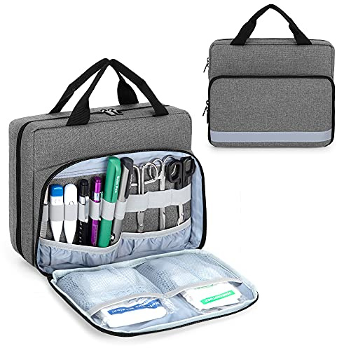 Trunab Padded Stethoscope Case – Small First Aid Kit Bag for 2 Scopes, Grey