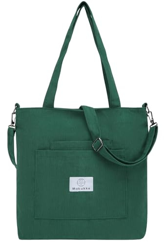 Makukke Tote Handtasche Damen - 2pcs Cord Tasche Damen Schultertasche Shopper Damen henkeltasche für Alltag, Büro, Schulausflug und Einkauf