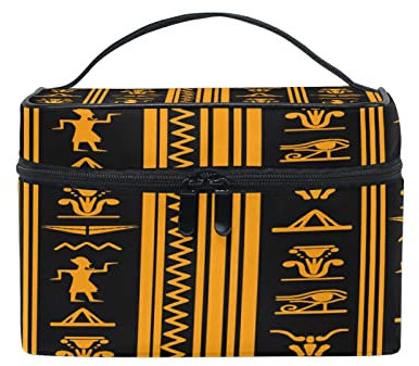 COZYhome Kosmetiktasche Organizer Tasche Antikes Ägyptisches Alphabet Symbol Make-up Tasche Reise Reißverschluss Kosmetiktasche mit Griff Make-up Aufbewahrungstasche für Mädchen Frauen