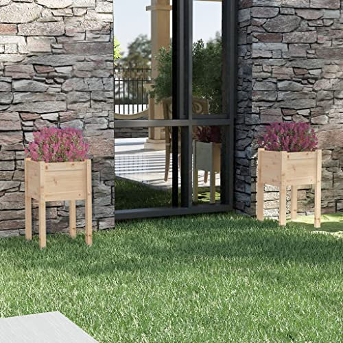 WIFESE JardinièRes D'ExtéRieur 2 Pcs 40x40x70 Cm Bois De Pin Massif Jardinieres Exterieur Jardiniere Bois JardinièRe sur Pieds Potager Bacs ã Fleurs JardinièRe Rectangulaire Haute