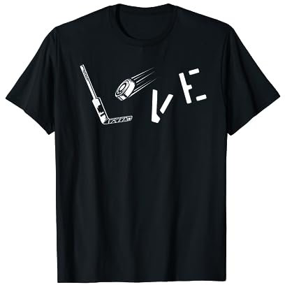 Lustiger Eishockeyspieler mit Aufschrift I Love Ice Hockey T-Shirt