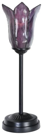 Coloured by Art Lampe de table Tiffany style slim noire avec Gentian Purple | lampe artisanale, verre violet, Abat-jour multicolore façon vitrail, vintage design, Stained glass style